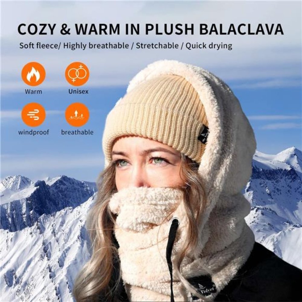 Women's Balaclava Wind-Resistant Winter Face Mask Warm Face Cover Hat Cap Scarf - Picture 3 of 6